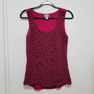 Worthington Magenta Pink Black Sleeveless Blouse Hi Low Tank Womens M